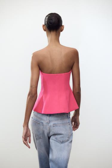 PEPLUM BANDEAU TOP - Pink by Zara - Image 3