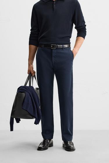 SLIM FIT CHINO TROUSERS - Navy blue by Zara