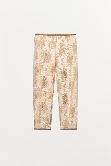 Zara LACE LEGGINGS - Golden