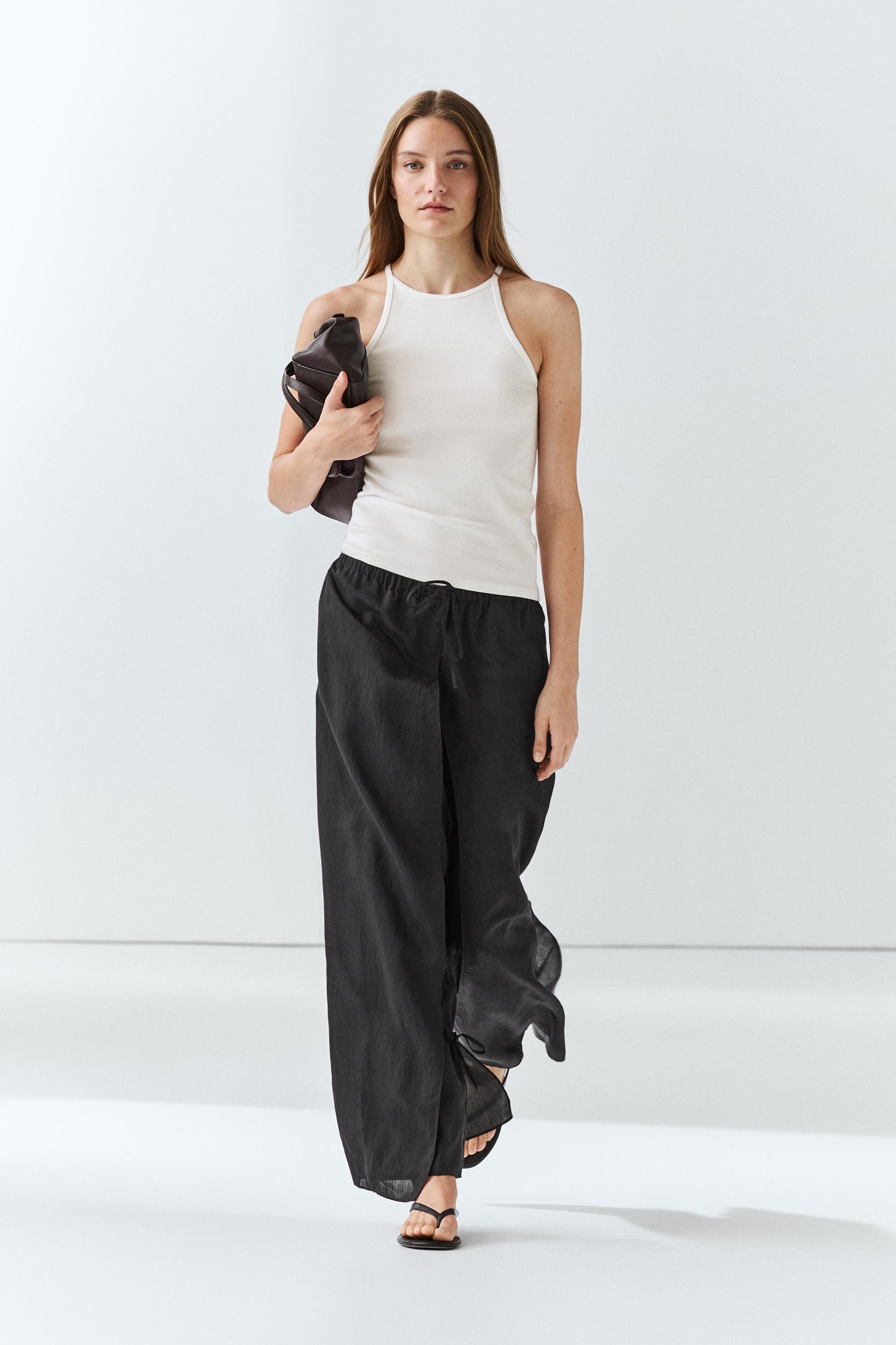 Double-layer pants with tie detail