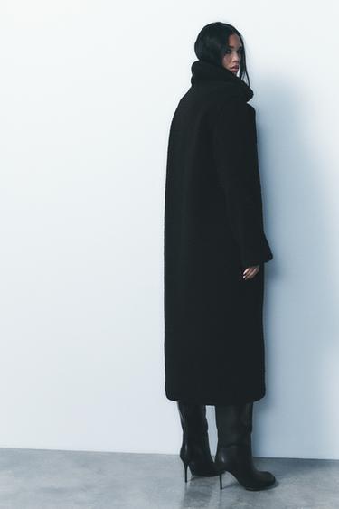 MANTEAU LONG EFFET MOUTON - Noir de Zara - Image 3