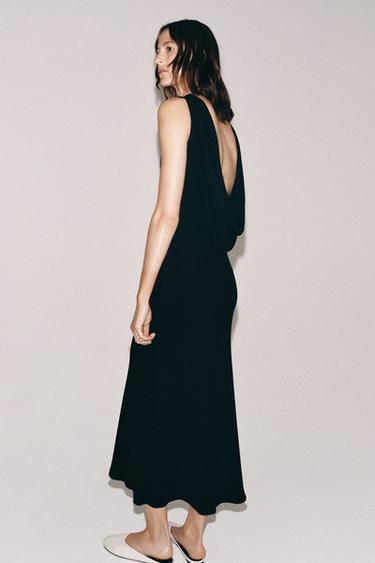 ZW COLLECTION DRAPED MIDI DRESS - Black by Zara - Image 2