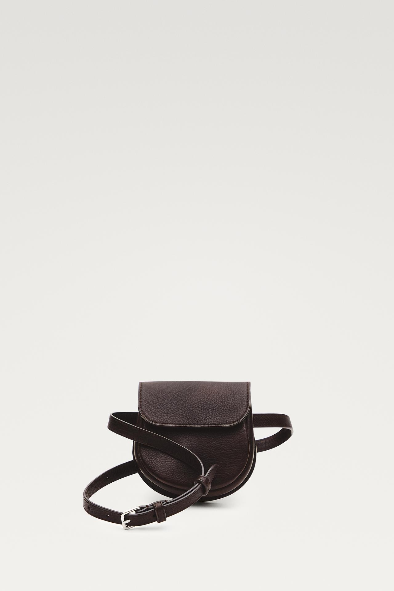 Nappa leather belt with pouch — Brown