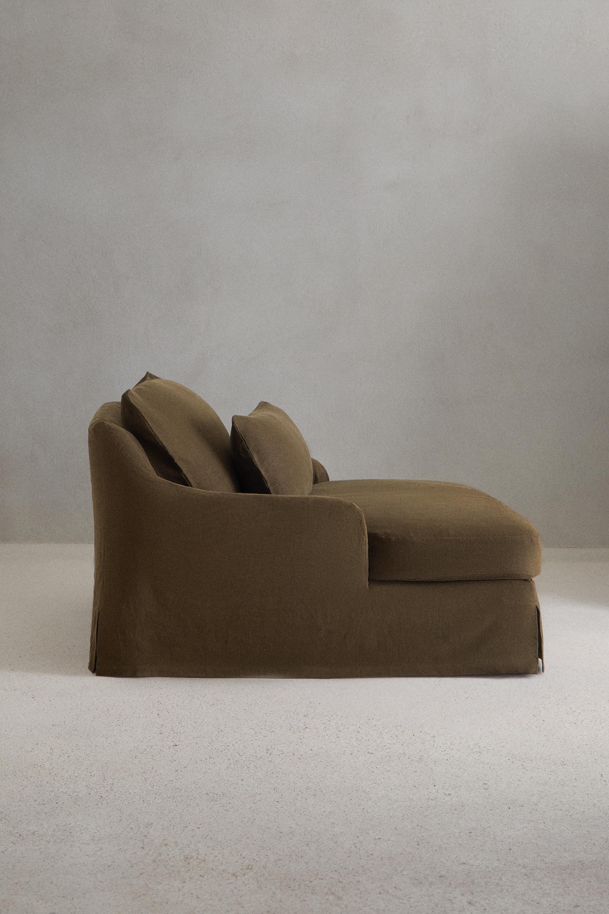 LOVESEAT 01 LINEN COVER — Khaki