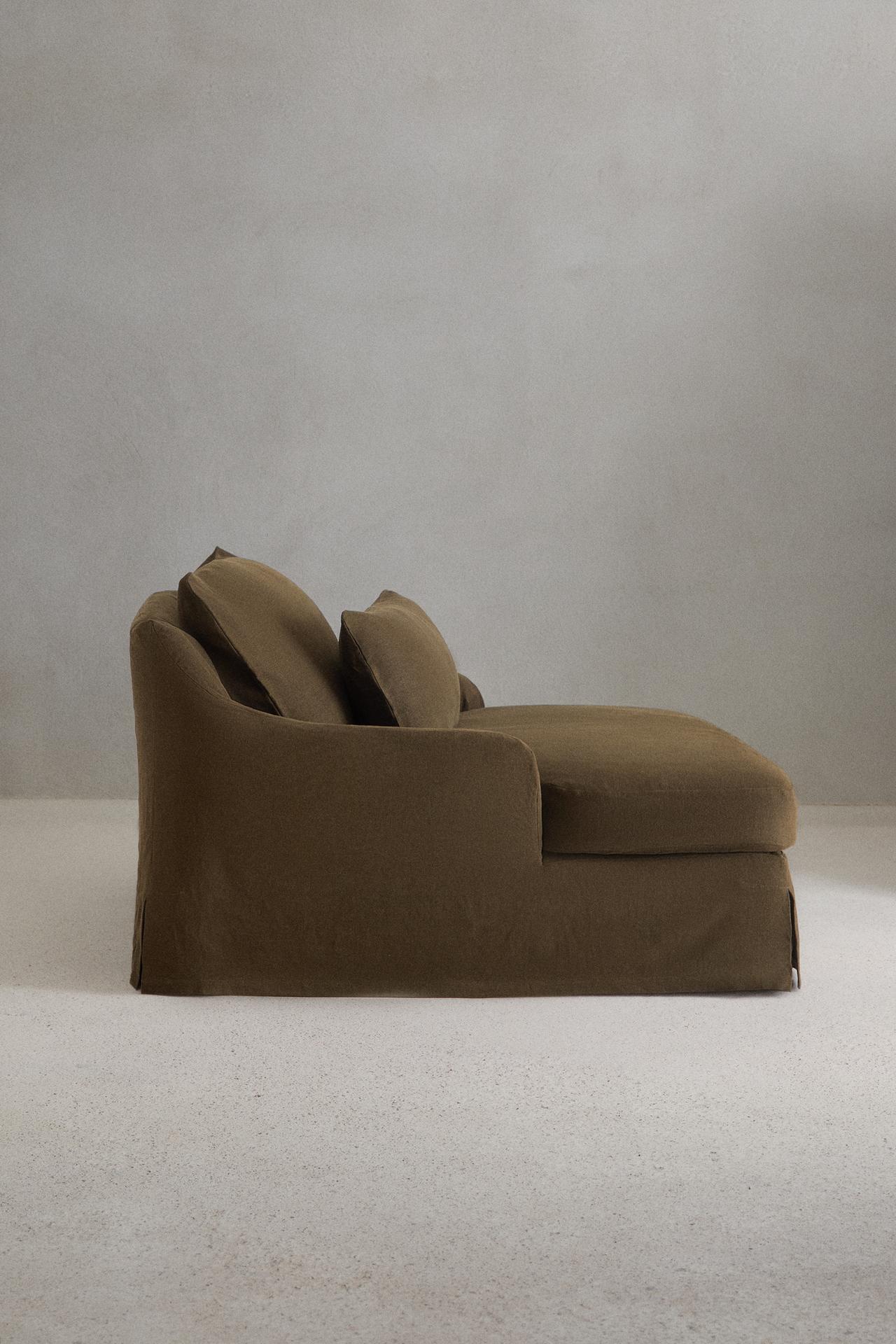 LOVESEAT 01 LINEN COVER — Khaki