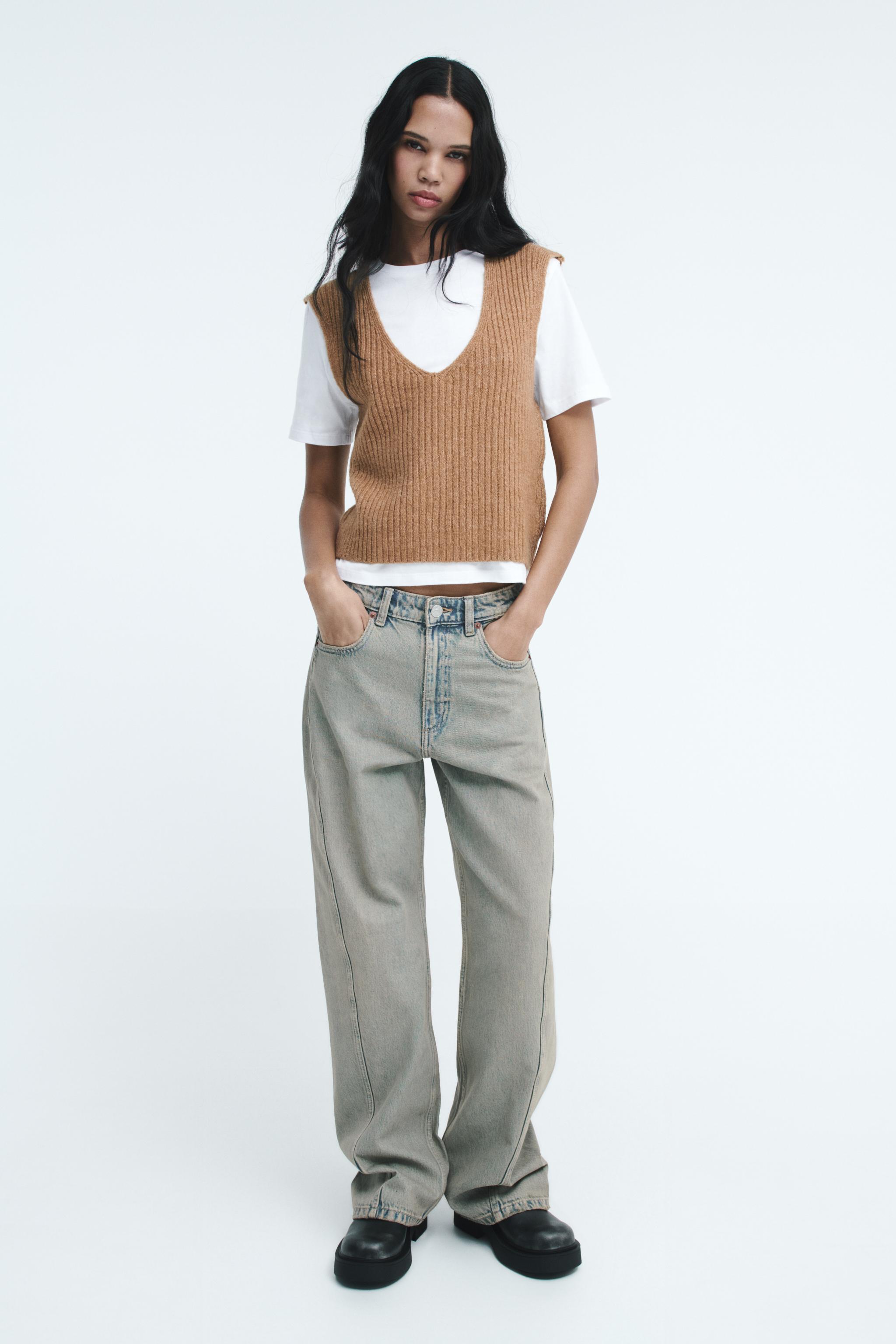 TOP WITH TRICOT DETAIL - taupe brown