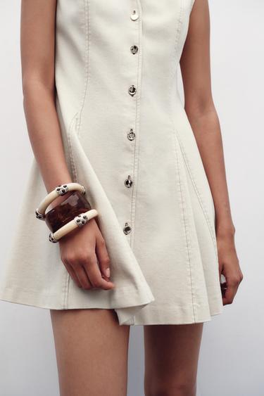 FLARED MINI DRESS - Ecru by Zara