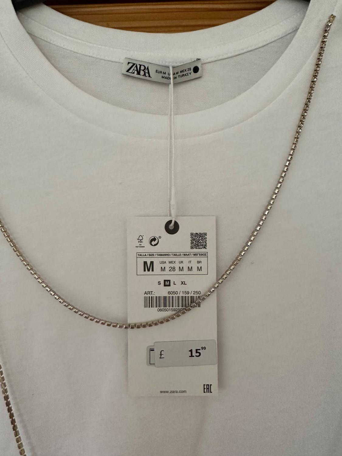 100% COTTON WHITE T-SHIRT WITH RHINESTONES - Image 2