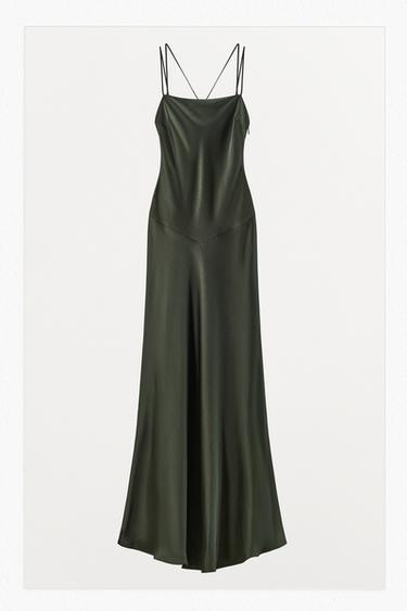VESTIDO LARGO SATINADO LIMITED EDITION - Verde de Zara