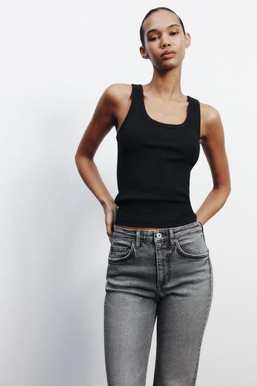 RIBBED STRAPPY TOP - Black by Zara