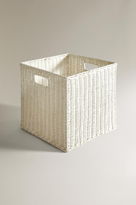 CESTO CUBO RATÁN - Blanco roto de Zara - Imagen 0