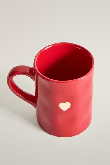 CERAMIC CHRISTMAS HEART MUG — Red / White 2