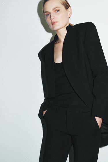 ZW COLLECTION LIMITED EDITION MINIMALIST LONG BLAZER - Black by Zara - Image 1