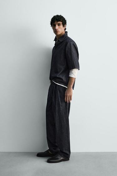 BALLOON FIT PLEATED TROUSERS - Blue / Indigo by Zara - Image 3