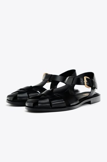 FLAT CAGE SANDALS - Black by Zara - Image 2