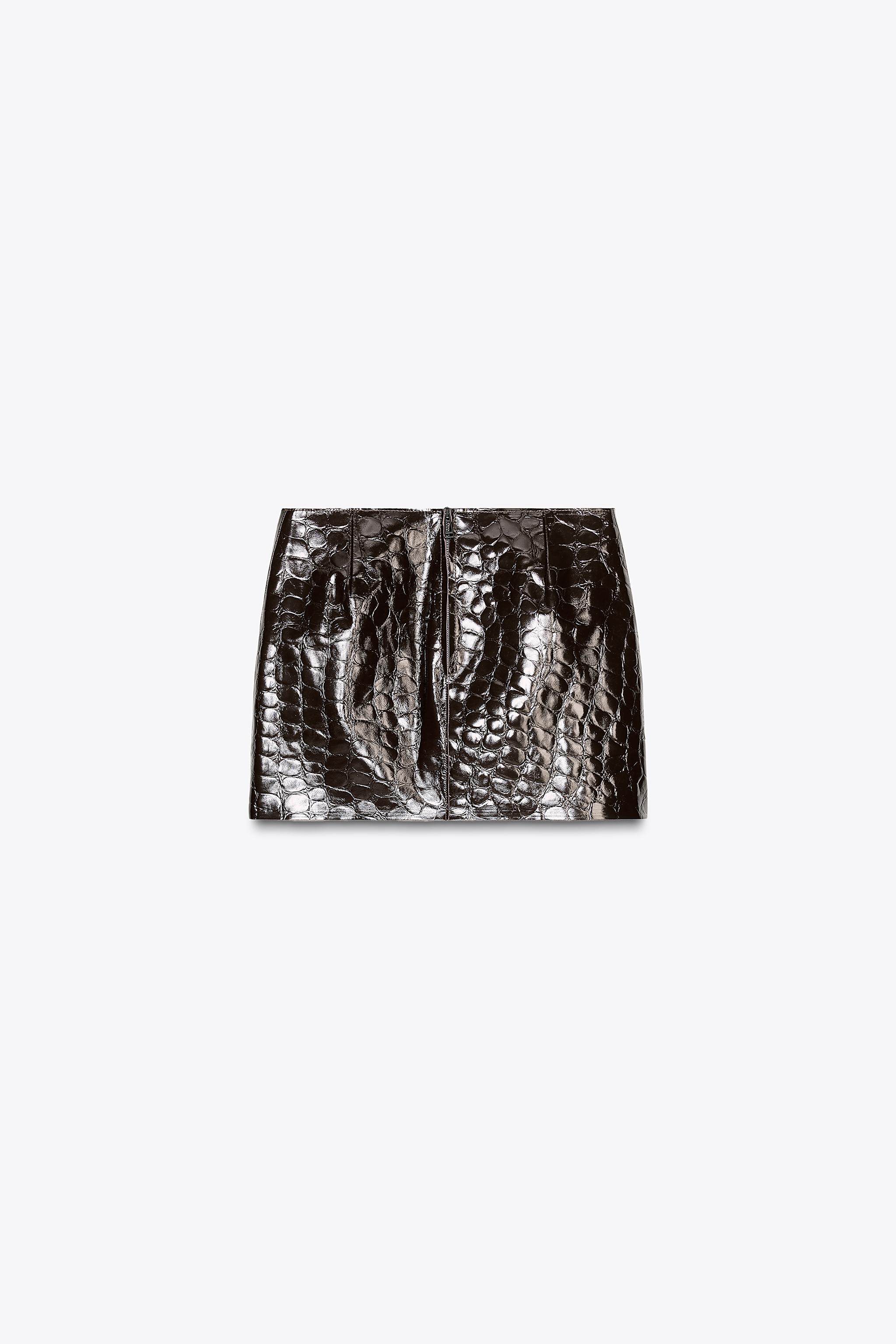 100% LEATHER SKIRT ZW COLLECTION LIMITED EDITION - Burgundy