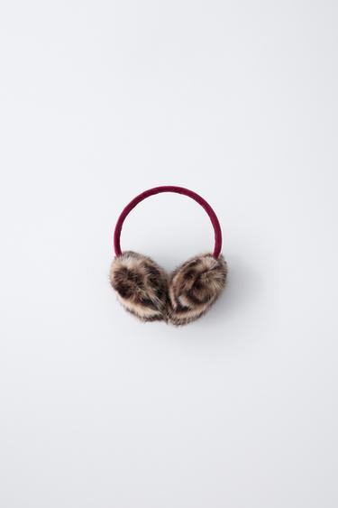 ANIMAL PRINT FAUX FUR EARMUFFS - Brown de Zara - Image 1