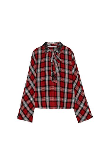CHECKED SHIRT WITH BOW