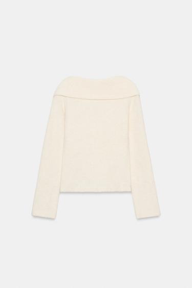 ZIP-UP LAPEL TOP - Ecru by Zara - Image 6