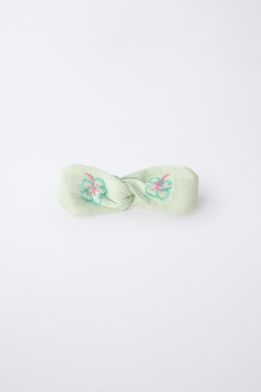 Zara HIBISCUS BEADED HEADBAND - Washed green