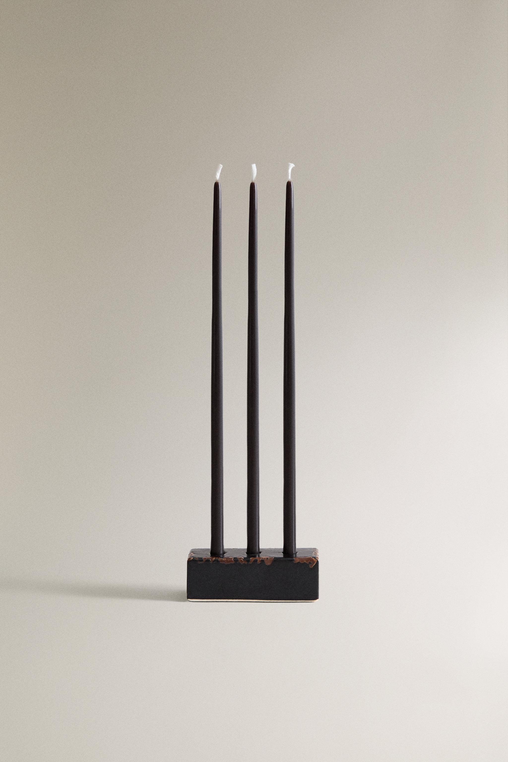 VELVET CUIR CANDLE SET PACK AND CANDLE HOLDER