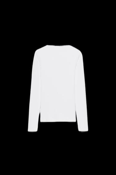 CAMISETA RIB BOTONES - Blanco de Zara