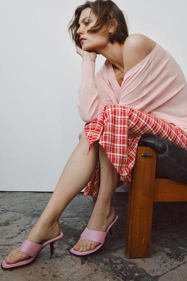 SANDALES EN CUIR À TALONS ÉDITION LIMITÉE - Rose de Zara - Image 0