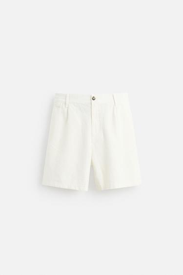 LINEN/COTTON BERMUDA SHORTS - White by Zara