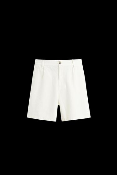 LINEN/COTTON BERMUDA SHORTS - White by Zara - Image 0