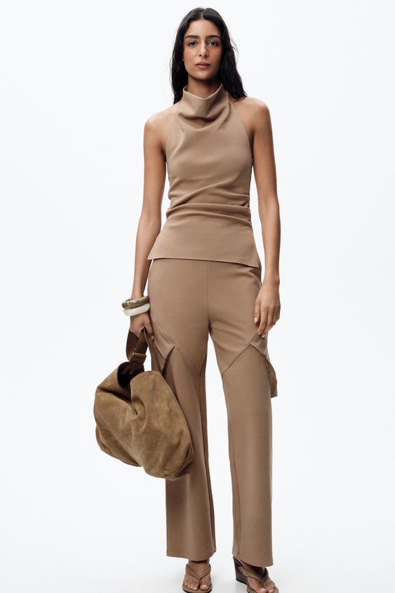 HAUT À ENCOLURE AMÉRICAINE - rose poudré de Zara - Image 0