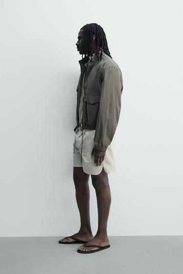 CROPPED FIT TECHNICAL JACKET - Taupe grey by Zara - Image 3