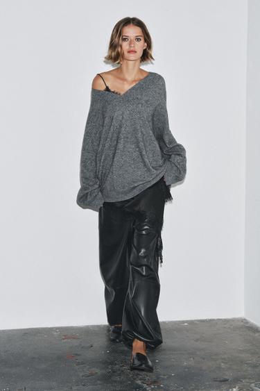 ZW COLLECTION LEATHER EFFECT BALLOON TROUSERS - Black by Zara