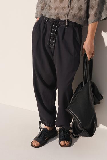 DRAWSTRING LOOSE-FITTING TROUSERS - Dark navy by Zara