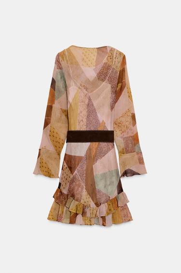 MINI PATCHWORK PRINT DRESS WITH BELT - Multicoloured by Zara - Image 6