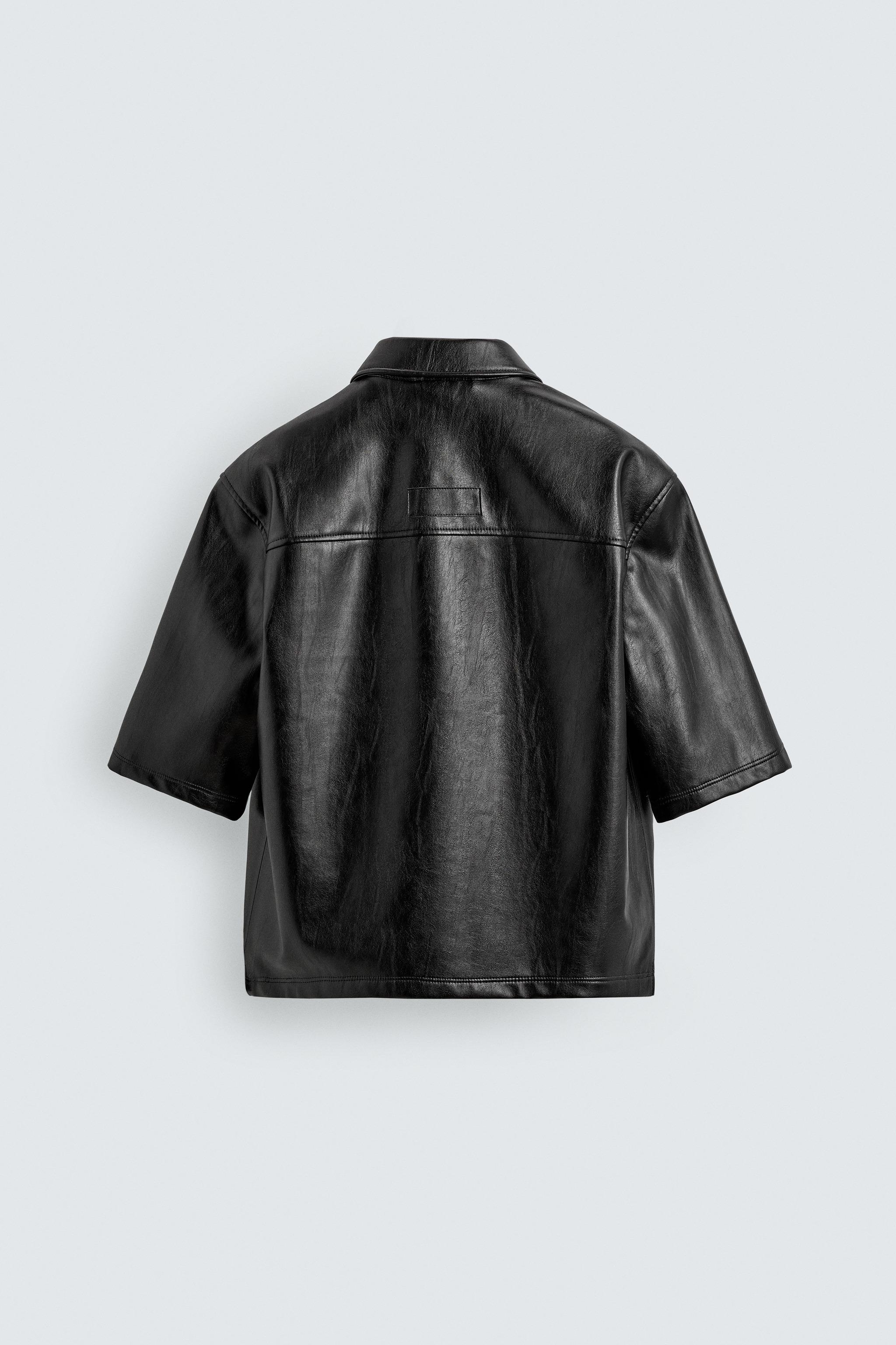 Zara RELAXED FIT FAUX LEATHER OVERSHIRT — фото 7