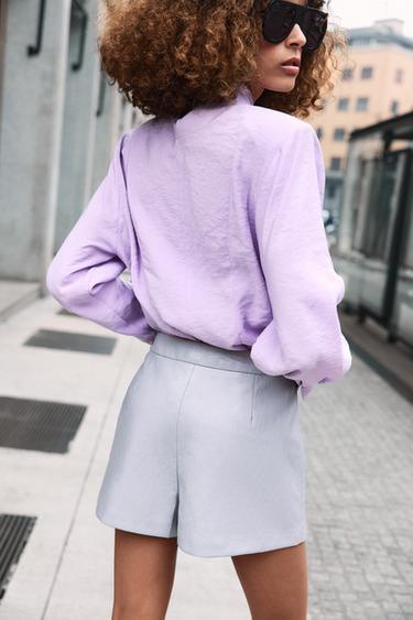 FLOWING SHOULDER-PAD BLOUSE - Mauve by Zara - Image 6