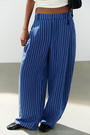 FLOWY PLEATED PANTS — Bluish 2