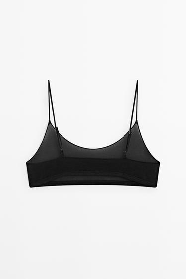 Zara Semi-sheer top with metallic detail - Black