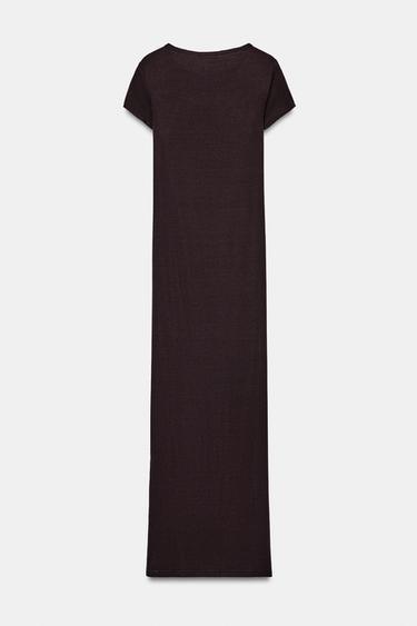 ROBE LONGUE À MANCHES COURTES - Marron de Zara - Image 6