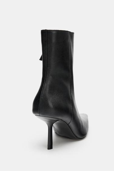 BOTTINES À TALONS EN CUIR - Noir de Zara - Image 3