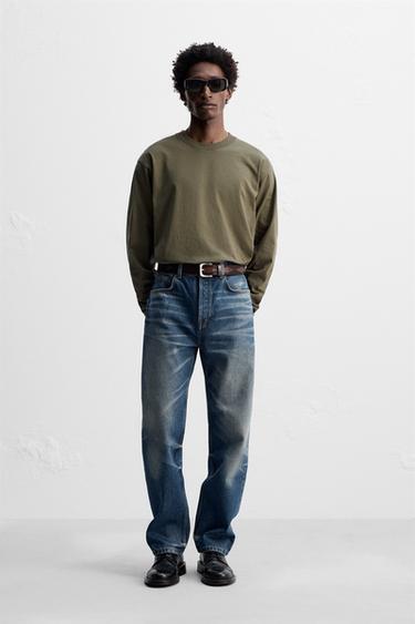 MEDIUM WEIGHT LONG SLEEVE T-SHIRT - Brown / Green by Zara