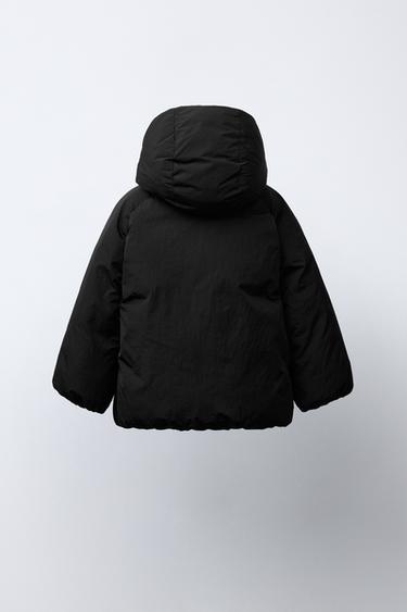 MANTEAU À BOUTONNAGE CROISÉ AVEC CAPUCHE ET LACETS - Noir de Zara - Image 3