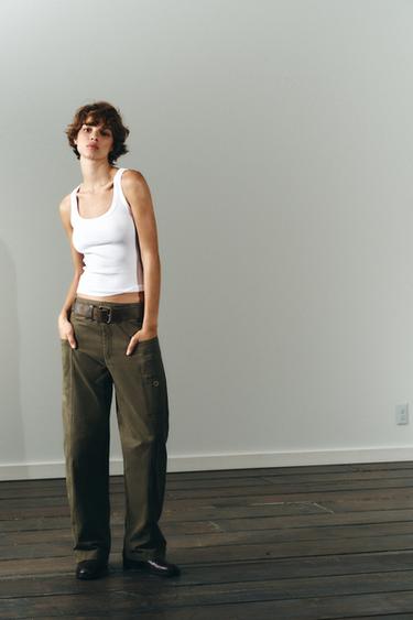 BALLOON CARGO TROUSERS - Dark khaki by Zara