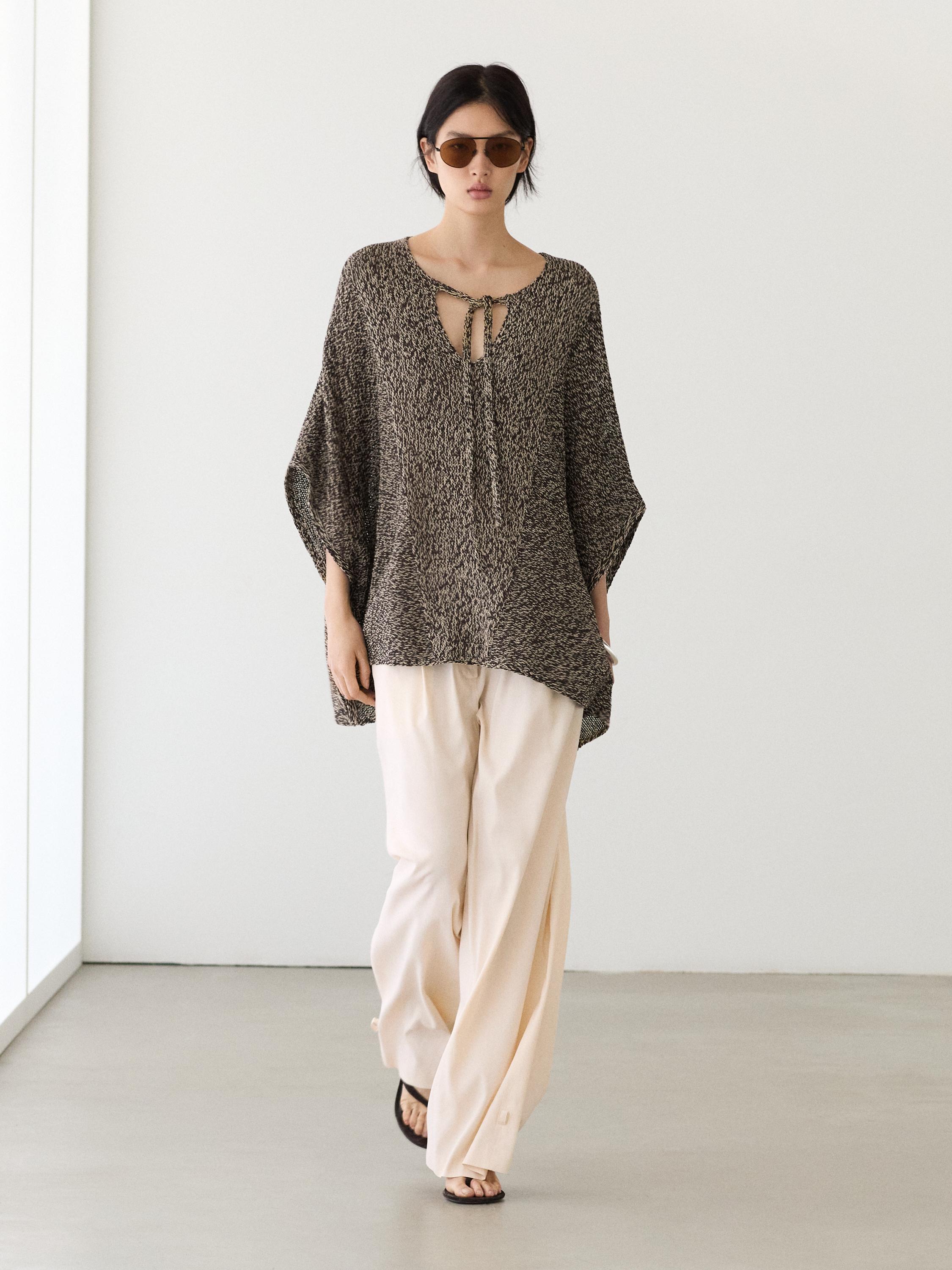 Cotton blend knit cape