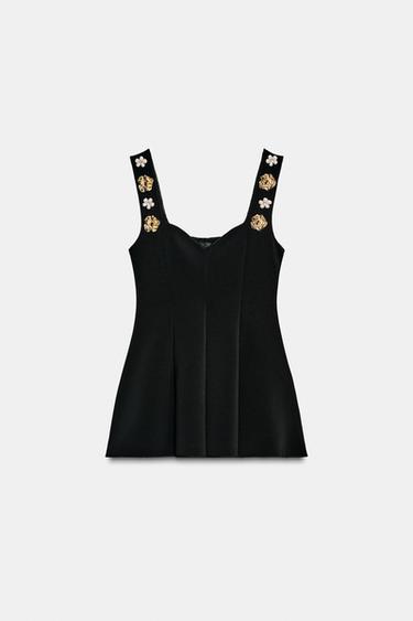 PEPLUM STRETCH TOP - Black by Zara