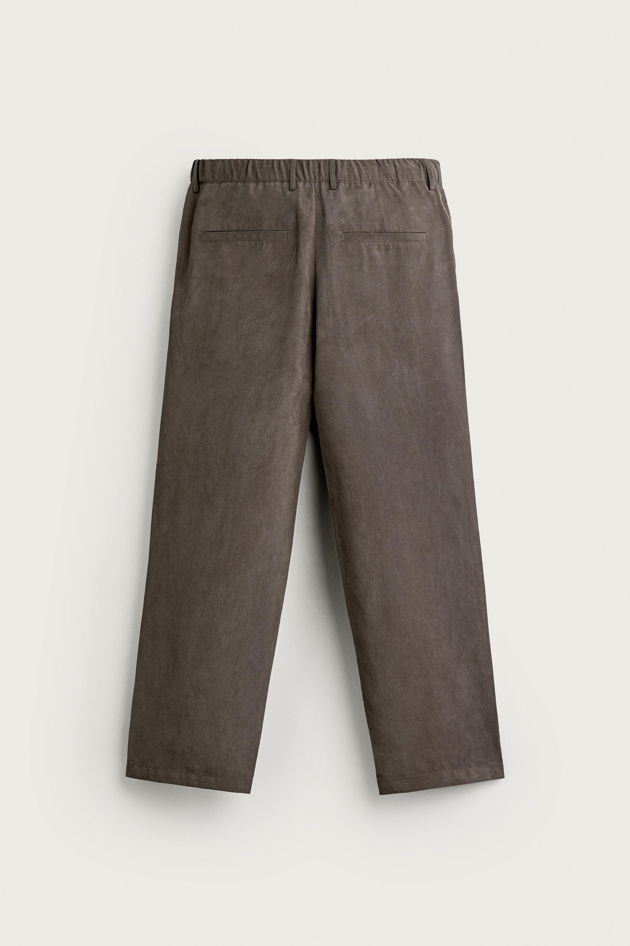 Zara DÖKÜMLÜ RELAXED FIT PANTOLON görsel 7