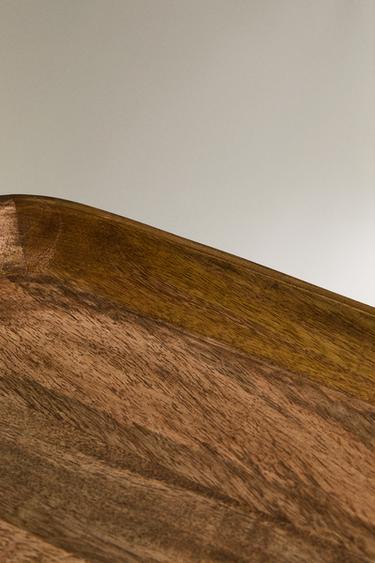 WOODEN TRAY WITH HANDLES - Light beige by Zara - Image 4