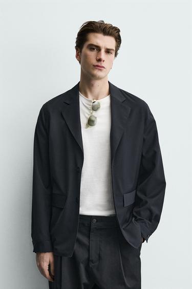 RELAXED FIT WOOL BLEND BLAZER - Navy blue by Zara