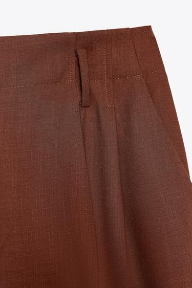 WIDE-LEG TROUSERS WITH DARTS - Brown by Zara