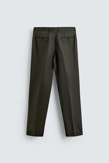 100% LINEN SUIT TROUSERS - Khaki by Zara - Image 5